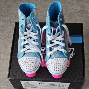 Kids' Sparkling Blue and Pink High-Top Sneakers